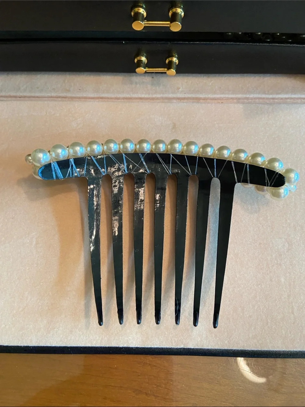 Vintage Deadstock Three Row Pearl Hair Comb. Mint.